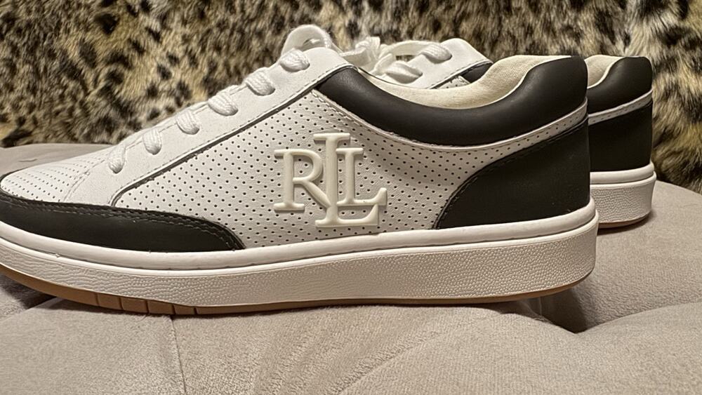 Lauren Ralph Lauren Hailey Logo Lace-Up Sneakers White Black Women’s